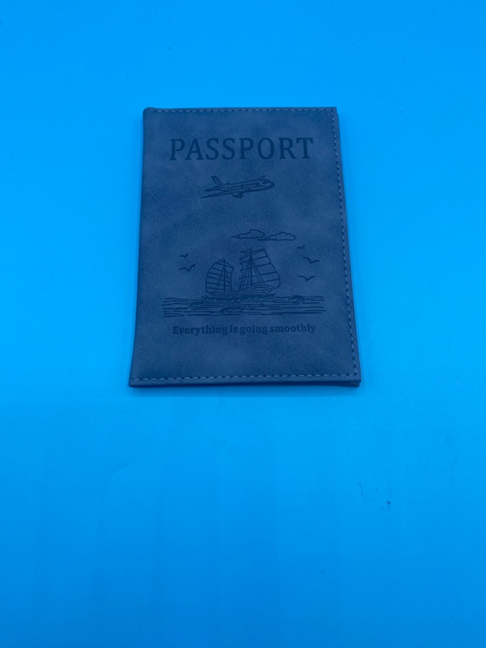 Embossed Gray Passport‎ & Card Holder - Travel Cover